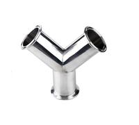 VWWJCCRO 19 25 32 38 45 51-108 mm Pipe OD 1.5" 2" 2.5" 3" 3.5" 4" Tri Clamp 304 Stainless Y Shaped 3 Ways Pipe Fitting(63mm Pipe OD K77.5) Barb Fittings
