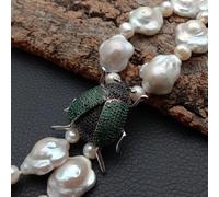 VWWJCCRO 2 Strands 15mm Cultured Pearl Flower Shape Bracelet Beads 22x27mm Pave Beetle Connector