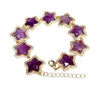 VWWJCCRO 20mm Purple Amethyst Star Shape Pave Beaded Bracelet