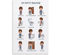 VWWJCCRO Boy Potty Training Visual Chart Autism ADHD Friendly Poster Canvas Wall-Art for Bathroom Room Decor(Unframed,12x18inch(30x45cm))