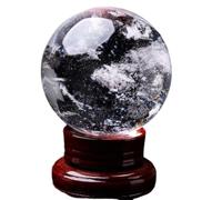 VWWJCCRO Crystal Sphere Rough White Ball Glass Office Lucky Feng Shui dedication polishing Gift Ornaments Fortune Telling Witchcraft Gazing,20cm