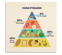 VWWJCCRO Food Knowledge Poster Healthy Pyramid Guide Wall Decor | Turns abstract nutritional recommendations into concrete visible daily actions(Framed,12x18inch(30x45cm))