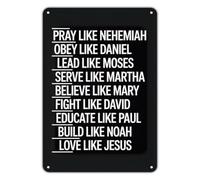 VWWJCCRO God First Pray Then Obey Then Lead Metal Tin Sign Faith Based Wall Decor for Kitchen Dining Room Inspirational Plaque 8 X 12 inch