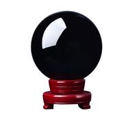 VWWJCCRO Obsidian Crystal Ball Decorative, with Wooden Stand for Gazing Divination or Feng Shui, and Fortune Telling,20cm