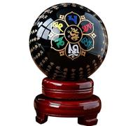VWWJCCRO Obsidian Crystal Balls Engraved Sphere with Stand Gemstone Ball Witchcraft Gifts Spiritual Room Desk Decor,8cm