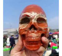VWWJCCRO Red Jasper Skull, Quartz Crystal Ore Carved, Stone Decor Home Decor(Size:800-900g)