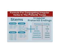 VWWJCCRO Retro Spanish Verb Conjugation Metal Sign Past Tense Study Aid Quick Reference For School Dorm Kitchen Bar Decor 8 X 12 inch