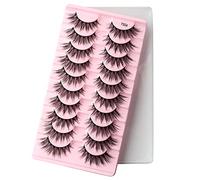 VwyuEgg Y504 Lot de 10 paires de faux cils 3D naturels faits à la main réutilisables Faux cils de vison
