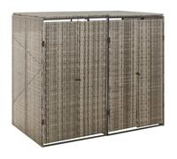 VX - Abri pour poubelle double Gris 140x80x117 cm Résine tressée