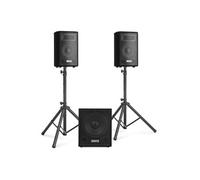 Vonyx VX1015BT Pack Sono DJ actif 2.1 - 1000W, 8Ohm, avec Bluetooth, subwoofer 15 pouces, 2 HP de 10 pouces Noir G