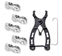 Vxcbad Lot de 5 paires de cadenas à 11 vitesses avec rivet de chaîne, chaîne à 11 vitesses, fermeture rapide pour Shimano/SRAM, antivol de vélo, montage rapide, avec 1 pince à chaîne