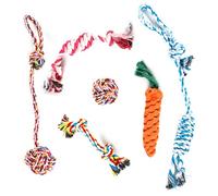 Vxcbad Lot de 6 nœuds en coton pour chien - Idéal pour les petits chiens - Accompagnement - Nettoyage des dents et augmentation du mouvement - Différentes couleurs et tailles
