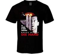 VXCEVF Die Hard Bruce Willis Retro Action Movie T-Shirt Black(Medium)