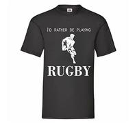 VXCEVF I'd Rather Be Playing Rugby White Yellow Black Red Mens Women T Shirt 100% Cotton 16 Colours to Choose From91665(Large)