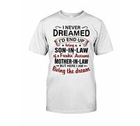 VXCEVF Living The Dream - Lovely Gift for Son-in-Law Unisex t Shirt Damen kurzarms Vintage Best Gifts(Small)