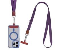 Vxcvzv Cordon de téléphone portable à accrocher autour du cou avec pince en TPU - Sécurité universelle pour tous les smartphones - Compatible avec les coques - Réglable de 2 cm de large - Violet foncé