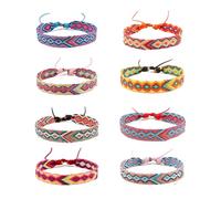 Vxcvzv Lot de 8 bracelets d'amitié tressés réglables pour femmes et enfants, bracelets cadeaux pour anniversaires, style surfeur, 8 designs