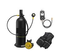 VXDEFP Ensemble de Bouteilles de plongée sous-Marine 2L Plongée Snorkeling Équipement Plongée Réservoir D'oxygène Plongée Manomètre Résiduel(Zwart)