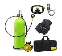 VXDEFP Ensemble de Bouteilles de plongée sous-Marine 2L Plongée Snorkeling Équipement Plongée Réservoir D'oxygène Plongée Manomètre Résiduel(Silverhead in Green Bottle)