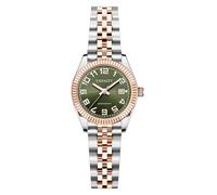 VXFAIZY Montre Classique pour Femmes avec Affichage Facile de l'heure, Calendrier et résistance à l'eau (Silver-Rosegold Green)