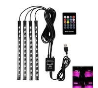 Vxiwscy Éclairage Intérieur LED de Voiture 4 x 12 cm - Barres Lumineuses USB avec Télécommande Infrarouge RVB - Parfait pour Décorer l’Intérieur de Votre Véhicule et Créer une Ambiance Festive