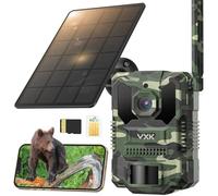 VXK 4G LTE Camera de Chasse Solaire Camera Chasse Infrarouge Vision Nocturne Piege Photographique Connectée Telephone, IP66, Carte SD de 64GB, 8000mAh Batterie