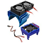 VXL-3s ESC Ventilateur de refroidissement et moteur double ventilateur compatible avec Traxxas Slash 4x4, Stampede 4x4, Rustler 4x4, tuyaux 4x4, Velineon VXL 3s, bleu