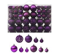 vidaXL Ensemble de Boules de Noël 100 pcs Décoration d'Arbre de Noël Ornement de Vacances Décoration de Noël Jardin Patio Terrasse Extérieur Violet Pourpre G