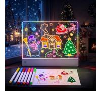 Vxoyo 16inch tablette dessin enfant,tablette lumineuse dessin acrylique rechargeable effaçable,10 modes d'éclairage,8 motifs,7 marqueurs néon,chaîne de suspension,cadeau créatif pour filles et enfants