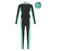 Vxuxlje Enfant Fille Tenue de Patinage Artistique Léotard Justaucorps Gymnastique Académique Combinaison Danse Ballet Classique Costume Spectacle 5-16 Ans Bleu vert 9-10 ans