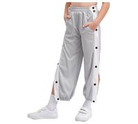 Vxuxlje Enfant Garçon Pantalon de Survêtement à Bouton-Pression Latéral Pantalon Boutonné à Ouverture Pantalon Sport Loisirs Jogging Basket-Ball 3-16 Ans Gris 9-10 Ans