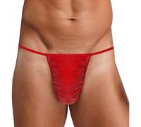 Vxuxlje Homme Culottes G String Bikini Briefs Thong Vinyle Extensible Slip De Bain en Cuir Synthétique Slip T Back Tanga Sissy Hommes Plage Noir Rouge Rose L