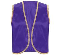 Vxuxlje Homme Déguisement Prince Arabe Costume Carnaval Halloween Cosplay Gilet de Soirée Fête Mascarade S-4XL Violet foncé XL