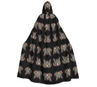 VXXNlnn Cape à capuche d'Halloween pour adulte - Hibou dans un totem indien africain imprimé cape pour fête, carnaval, cosplay et spectacles sur scène