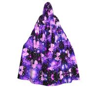 VXXNlnn Cape à capuche unisexe pour adulte - Violet avec imprimé papillon mignon - Cape de cosplay pour fêtes, carnavals et événements à thème