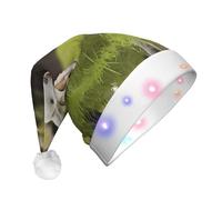 VXXNlnn Chapeau de Noël à LED avec imprimé chèvre mignon pour adultes - Chapeau de Père Noël festif, en peluche douce, couvre-chef de fête d'hiver