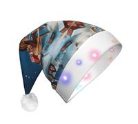 VXXNlnn Chapeau de Noël à LED avec imprimé Merry Christmas pour adultes - Chapeau de Père Noël festif, en peluche douce, couvre-chef de fête d'hiver