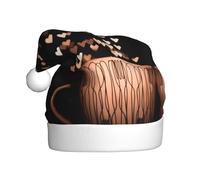 VXXNlnn Chapeau de Noël festif pour adultes - Bonnet de Père Noël unisexe avec motif imprimé en forme de cœur, parfait pour Noël, fêtes de fin d'année