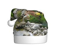 VXXNlnn Chapeau de Noël festif pour adultes - Bonnet de Père Noël unisexe avec motif imprimé herbe verte printanière, parfait pour Noël, fêtes de fin d'année