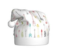 VXXNlnn Chapeau de Noël festif pour adultes - Chapeau de Père Noël unisexe avec art coloré dessiné à la main avec motif imprimé flèches de style bohème, parfait pour Noël, les fêtes de vacances