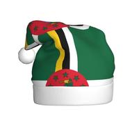 VXXNlnn Chapeau de Noël festif pour adultes - Chapeau de Père Noël unisexe avec drapeau du Commonwealth de la Dominique, parfait pour Noël, fêtes de fin d'année