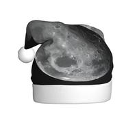 VXXNlnn Chapeau de Noël festif pour adultes - Chapeau de Père Noël unisexe avec fond noir, motif lune imprimé, parfait pour Noël, fêtes de fin d'année