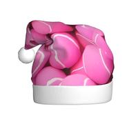 VXXNlnn Chapeau de Noël festif pour adultes - Chapeau de Père Noël unisexe avec imprimé balles de tennis rose vif, parfait pour Noël, fêtes de fin d'année