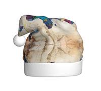 VXXNlnn Chapeau de Noël festif pour adultes - Chapeau de Père Noël unisexe avec imprimé carte du monde abstraite, parfait pour Noël, fêtes de fin d'année