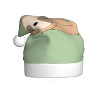 VXXNlnn Chapeau de Noël festif pour adultes - Chapeau de Père Noël unisexe avec joli motif imprimé panda et paresseux, parfait pour Noël, fêtes de fin d'année