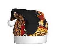 VXXNlnn Chapeau de Noël festif pour adultes - Chapeau de Père Noël unisexe avec motif imprimé carte africaine ethnique, parfait pour Noël, fêtes de fin d'année