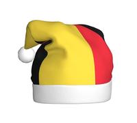 VXXNlnn Chapeau de Noël festif pour adultes - Chapeau de Père Noël unisexe avec motif imprimé drapeau de la Belgique, parfait pour Noël, fêtes de fin d'année