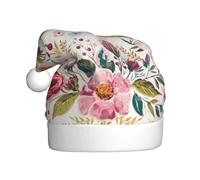 VXXNlnn Chapeau de Noël festif pour adultes - Chapeau de Père Noël unisexe avec motif imprimé feuilles de fleurs, parfait pour Noël, fêtes de fin d'année
