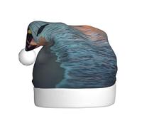 VXXNlnn Chapeau de Noël festif pour adultes - Chapeau de Père Noël unisexe avec motif imprimé noix de coco plage hamac coucher de soleil, parfait pour Noël, fêtes de vacances