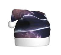 VXXNlnn Chapeau de Noël festif pour adultes - Chapeau de Père Noël unisexe avec motif imprimé terre et lune, parfait pour Noël, fêtes de fin d'année